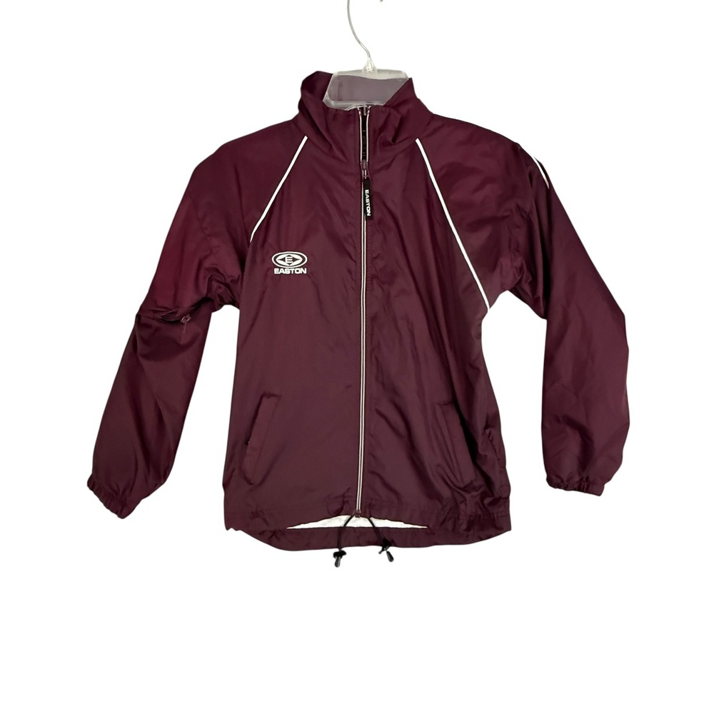 Easton Jacket Women's XXS Full Zip Windbreaker Mock‎ Neck Draw Cord Lined Maroon